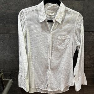 Nili Lotan Cream Button Down Shirt with Dot Pattern